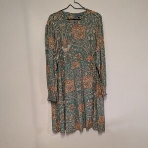 Next Green and Brown Floral Long Sleeve Dress